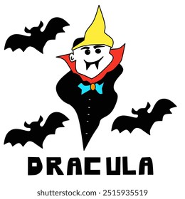 Vetor de dracula isolado com fundo branco para festa de Halloween de exibição 