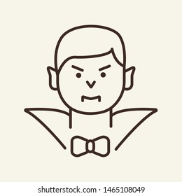Dracula vector line icon. Character, Halloween, attribute. Holiday concept. Vector illustration can be used for topics like holiday, Halloween, death