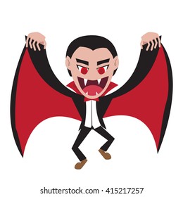 Dracula with wing cape in flat style, vector
