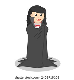 Dracula woman Cover His Body With Cloak