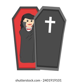 Dracula woman Opened Coffin illustration