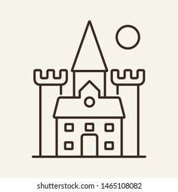 Draculas castle vector line icon. Buildings, Halloween, Dracula. Holiday concept. Vector illustration can be used for topics like holiday, Halloween, building