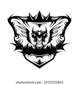 dracule com desenho de logotipo de ornamento ilustração em preto e branco