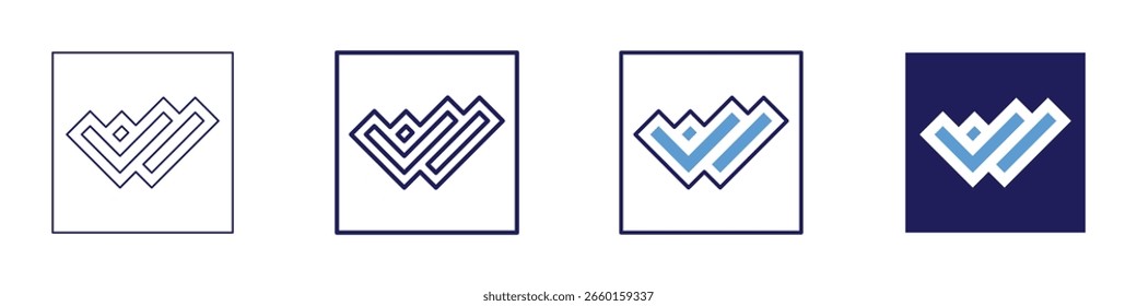 Ícone de rascunho de aprovação em 4 estilos diferentes. Linha Fina, Linha, Linha Negrito, Duotônico. Estilo duotônico. Traçado editável.