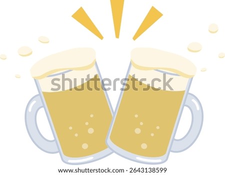 Draft beer, cheers, mug, summer, vector illustration