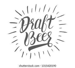Draft beer handwritten lettering. Design for poster in pubs and bars