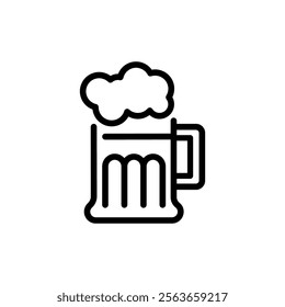 Draft Beer Mug line icon. linear style sign for mobile concept and web design. Glass filled with draft beer outline vector icon. Pub symbol, logo illustration. Vector graphics