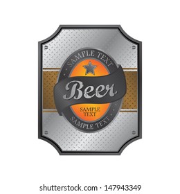 draft beer sign label metallic template art