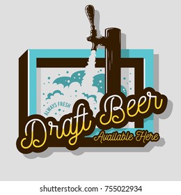 Draft Beer Tap Sign Design For Promotion. Vector Graphic.