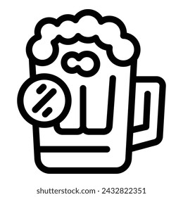 Draft brewery tankard glassware icon outline vector. Brew pub glass mug. Refreshment non alcohol malt ale