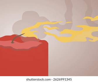 A draft candle in the style of a cartoon. The candle went out. Illustrations with gradients. EPS 10.