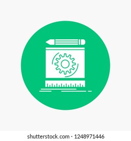 Draft, engineering, process, prototype, prototyping White Glyph Icon in Circle. Vector Button illustration