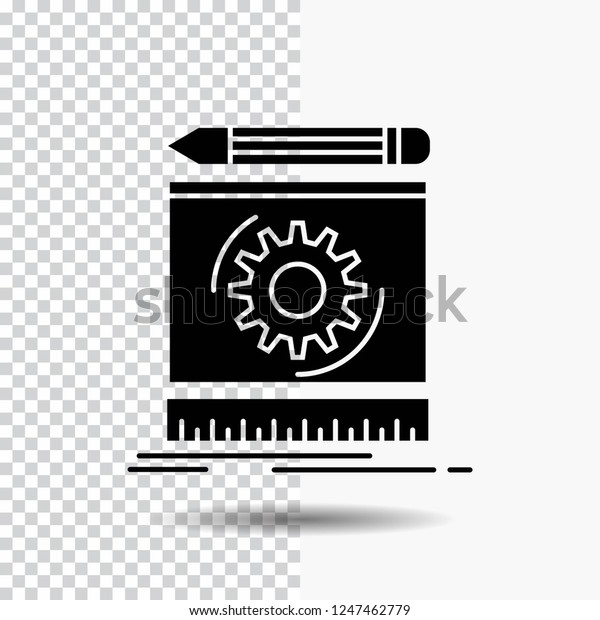 Draft, engineering,\
process, prototype, prototyping Glyph Icon on Transparent\
Background. Black Icon