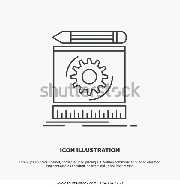Draft, engineering, process, prototype,\
prototyping Icon. Line vector gray symbol for UI and UX, website or\
mobile application