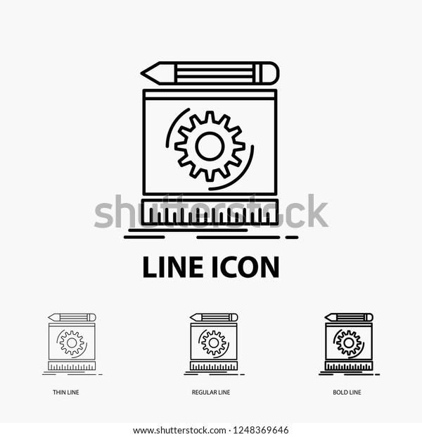 Draft,\
engineering, process, prototype, prototyping Icon in Thin, Regular\
and Bold Line Style. Vector\
illustration