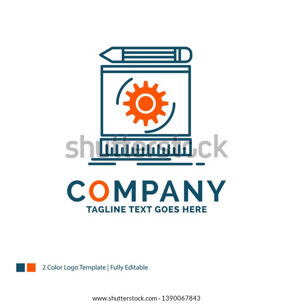 Draft, engineering, process, prototype,\
prototyping Logo Design. Blue and Orange Brand Name Design. Place\
for Tagline. Business Logo\
template.