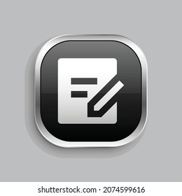 draft fill icon design. Glossy Button style rounded rectangle isolated on gray background. Vector illustration