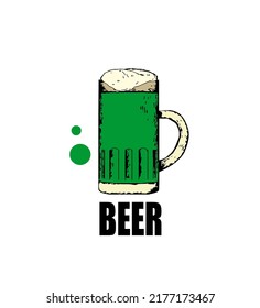 draft green craft beer in a glass