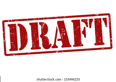 Draft grunge rubber stamp on white, vector illustration