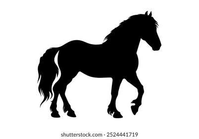 Draft Horse Black Clipart, Shire Horse Silhouette Vector