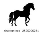 Draft Horse Silhouette Vector, Shire Horse Black Clipart