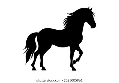 Draft Horse Silhouette Vector, Shire Horse Black Clipart