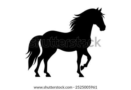 Draft Horse Silhouette Vector, Shire Horse Black Clipart