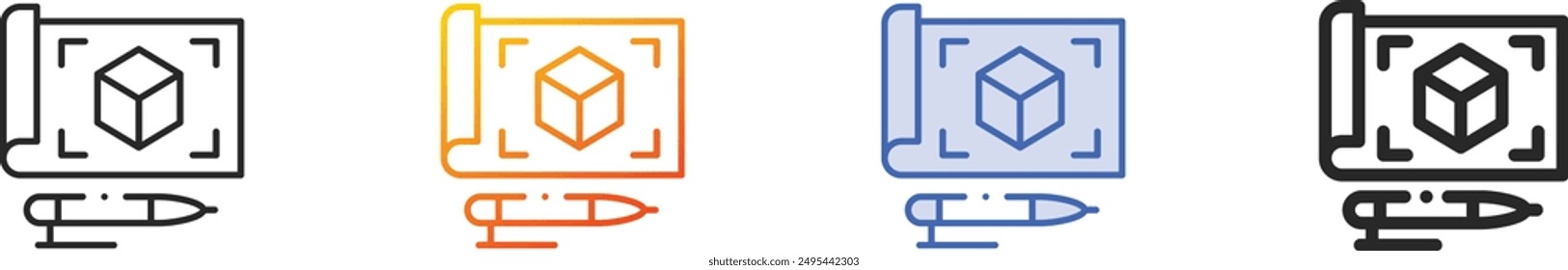draft icon.Thin Linear, Gradient, Blue Stroke and bold Style Design Isolated On White Background