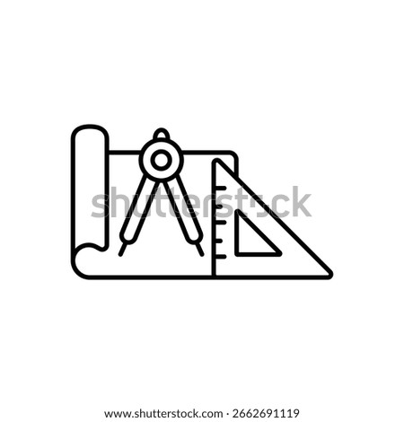 Draft Idea Sketch Line Icon: Initial Concept and Design Process Outline Symbol
