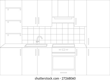 Draft Kitchen Vector Illustration Stock Vector (Royalty Free) 27268060