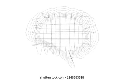 Draft line of brain sharp drawing can be use as brain signal, brain wave, communication control concept or nerve system or use for concept of Artificial intelligence during calculation.