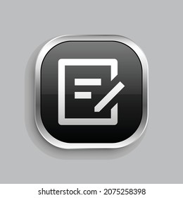 draft line icon design. Glossy Button style rounded rectangle isolated on gray background. Vector illustration