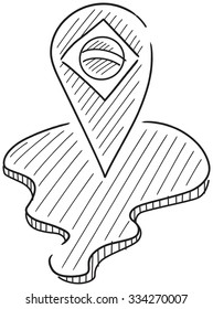 Draft of a pin showing where is Brazil