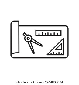 Draft project line icon, vector. Draft project outline sign, concept symbol, flat illustration