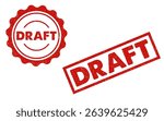 Draft red ink rubber stamps sign symbol grunge effect round and rectangle seals assignment office documentation business report thesis blueprint novel book tag badge label