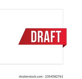 Draft red vector banner illustration isolated on white background
