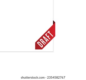 Draft red vector banner illustration isolated on white background
