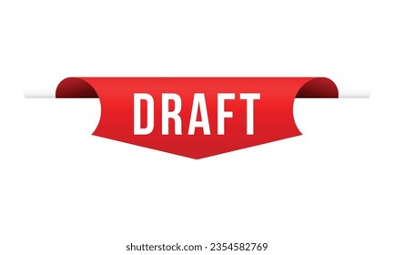Draft red vector banner illustration isolated on white background