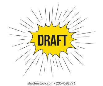Draft red vector banner illustration isolated on white background
