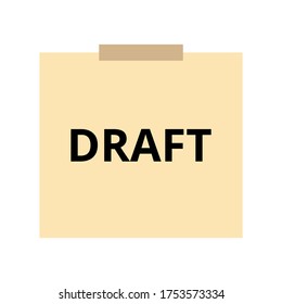 Vector de signo de borrador. Concepto de negocio. Texto en el bloc de notas. Diseño plano sobre fondo blanco.