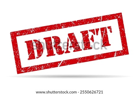 Draft stamp shadow symbol, label sticker sign button, text banner vector illustration .
