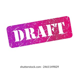 Botón de sello de borrador, Ilustración vectorial de etiqueta engomada, Anuncio de texto .