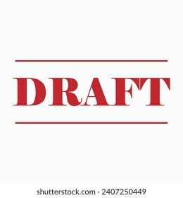 Draft Text Icon. Red Notification,  Label. Mark, Reminder Symbol.