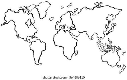 Draft of worldmap without color illustration
