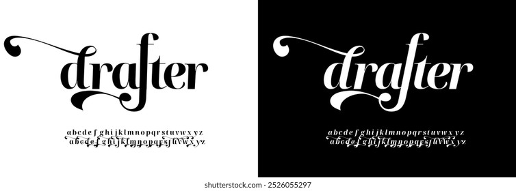 Drafter typography beauty fashion elegant minimalist serif italic fonts decorative wedding vintage retro logos. Minimal luxury font alphabet logo. Vector illustration