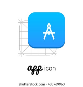 Drafting Compas Blue Mobile App UI/UX Button Corporate Logo / Icon Design