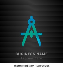 Drafting Compas Blue,Green and Black silk fashion premium icon / Logo