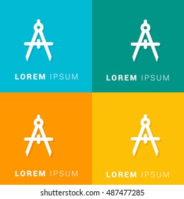 Drafting Compas Four Color Material Designed Icon / Logo
