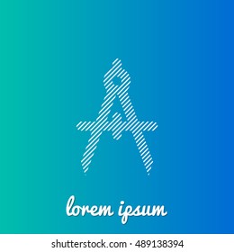 Drafting Compas White stroke fill with blue and green gradient background Icon / Logo Design