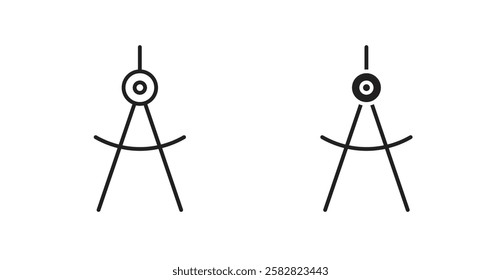 Drafting compass filled and outlined icons vectors on white background